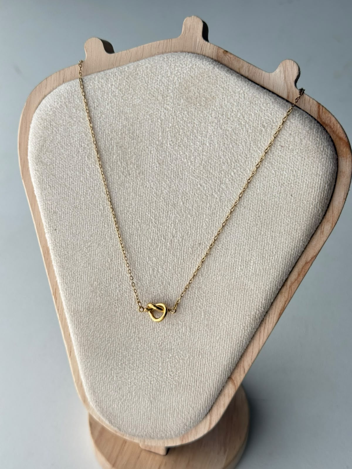 Golden Love Knot Necklace, real photo