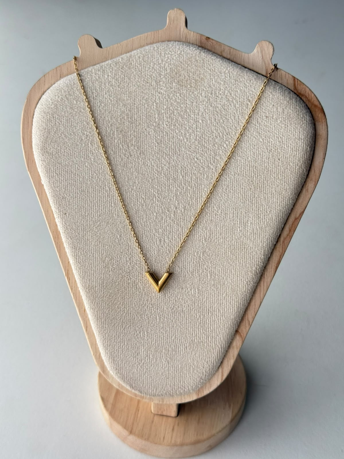 Golden V Chevron Necklace, real photo