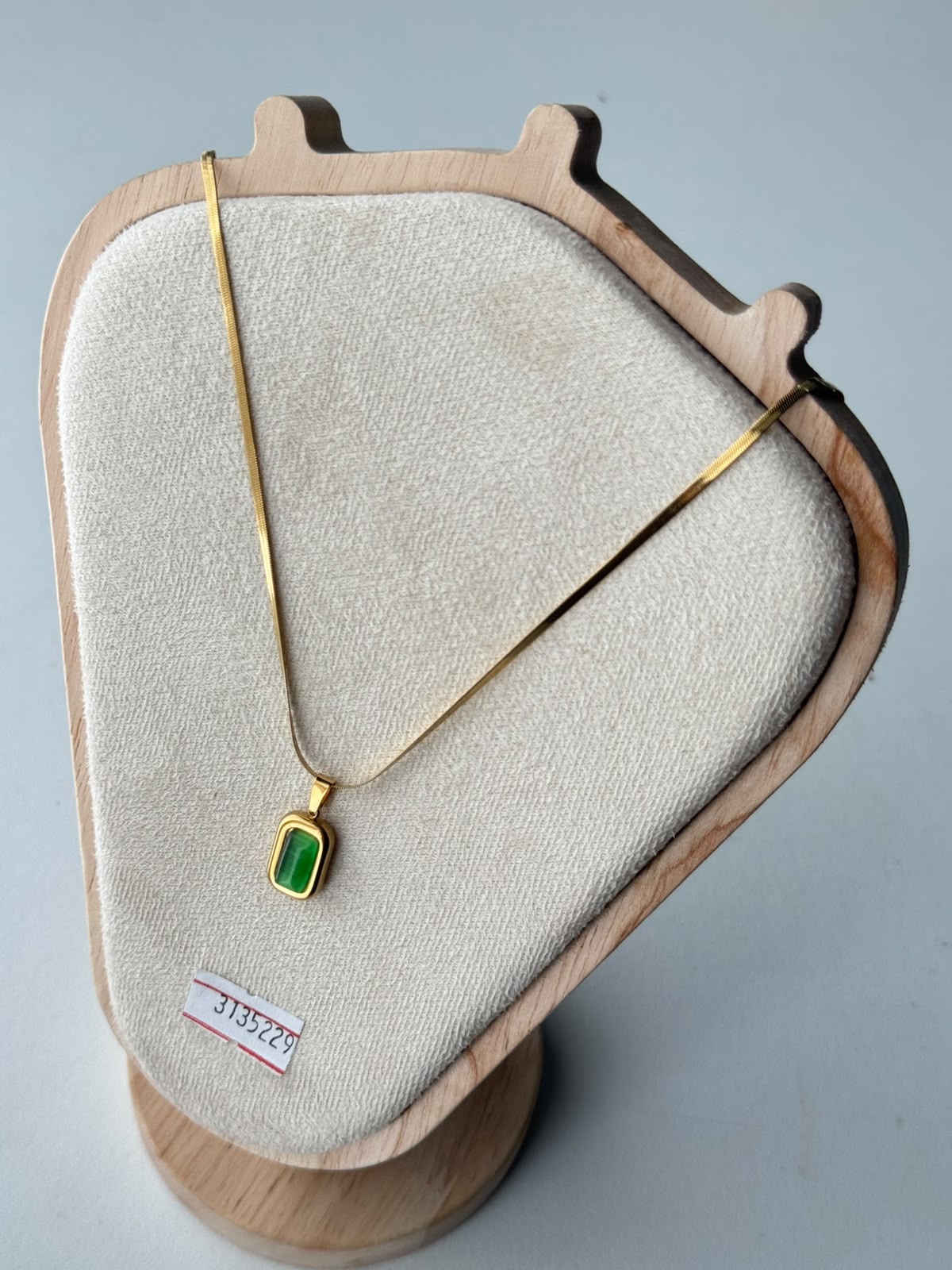 Green Square Pendant Necklace, real photo