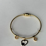 Heart Charm Wire Bangle