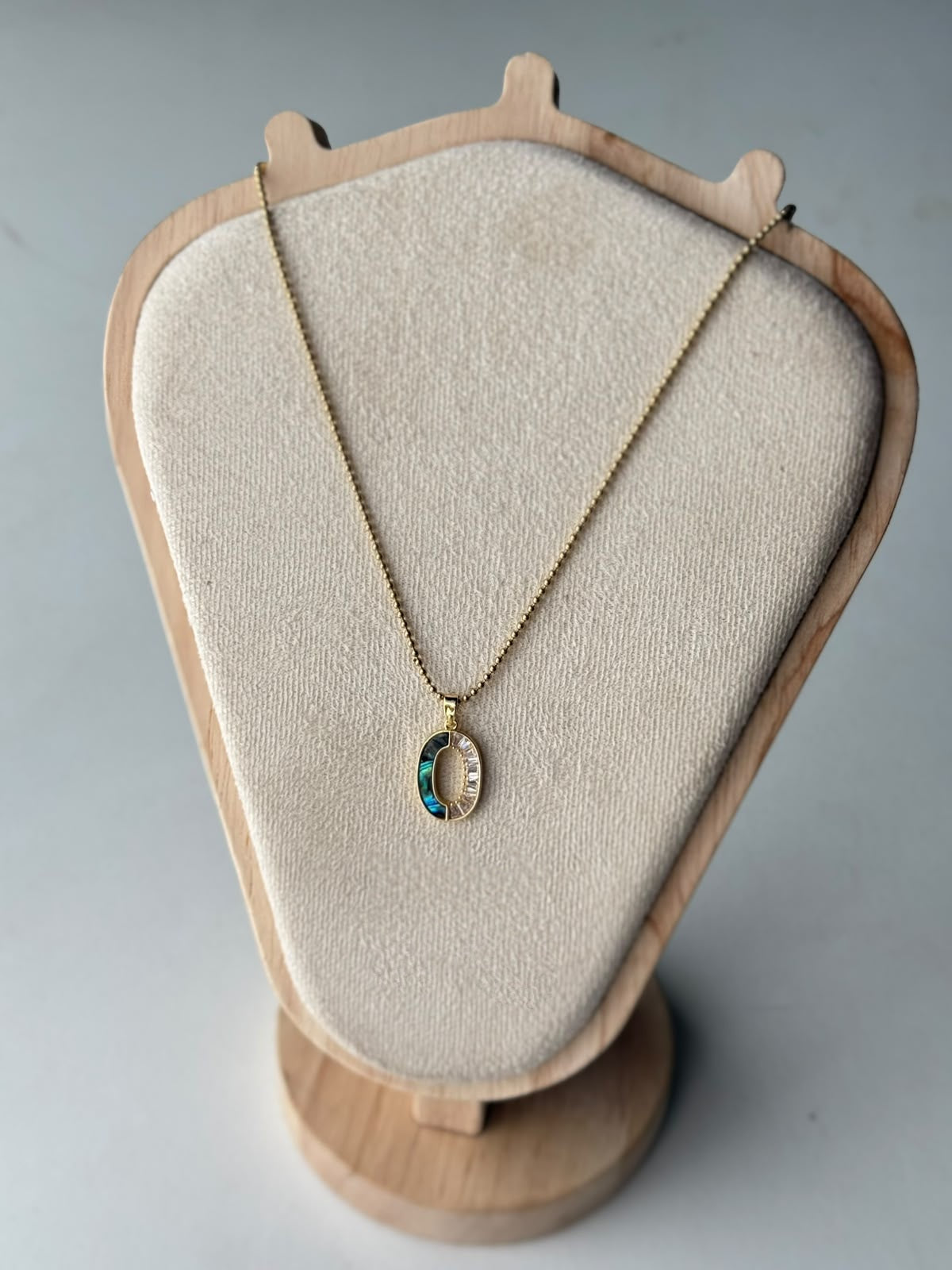 Iridescent Baguette Oval Necklace, real photo