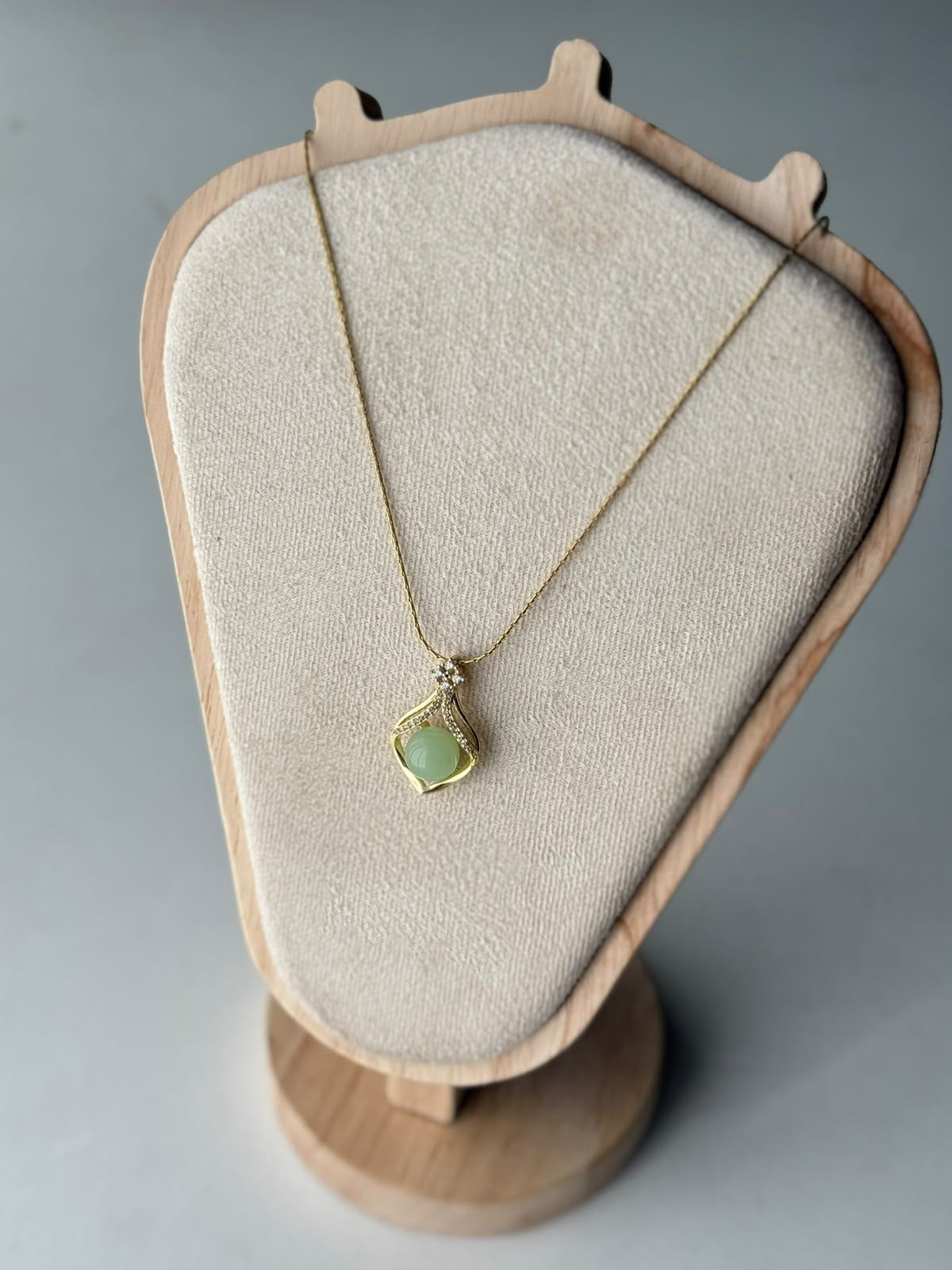 Mint Bead Teardrop Necklace, real photo