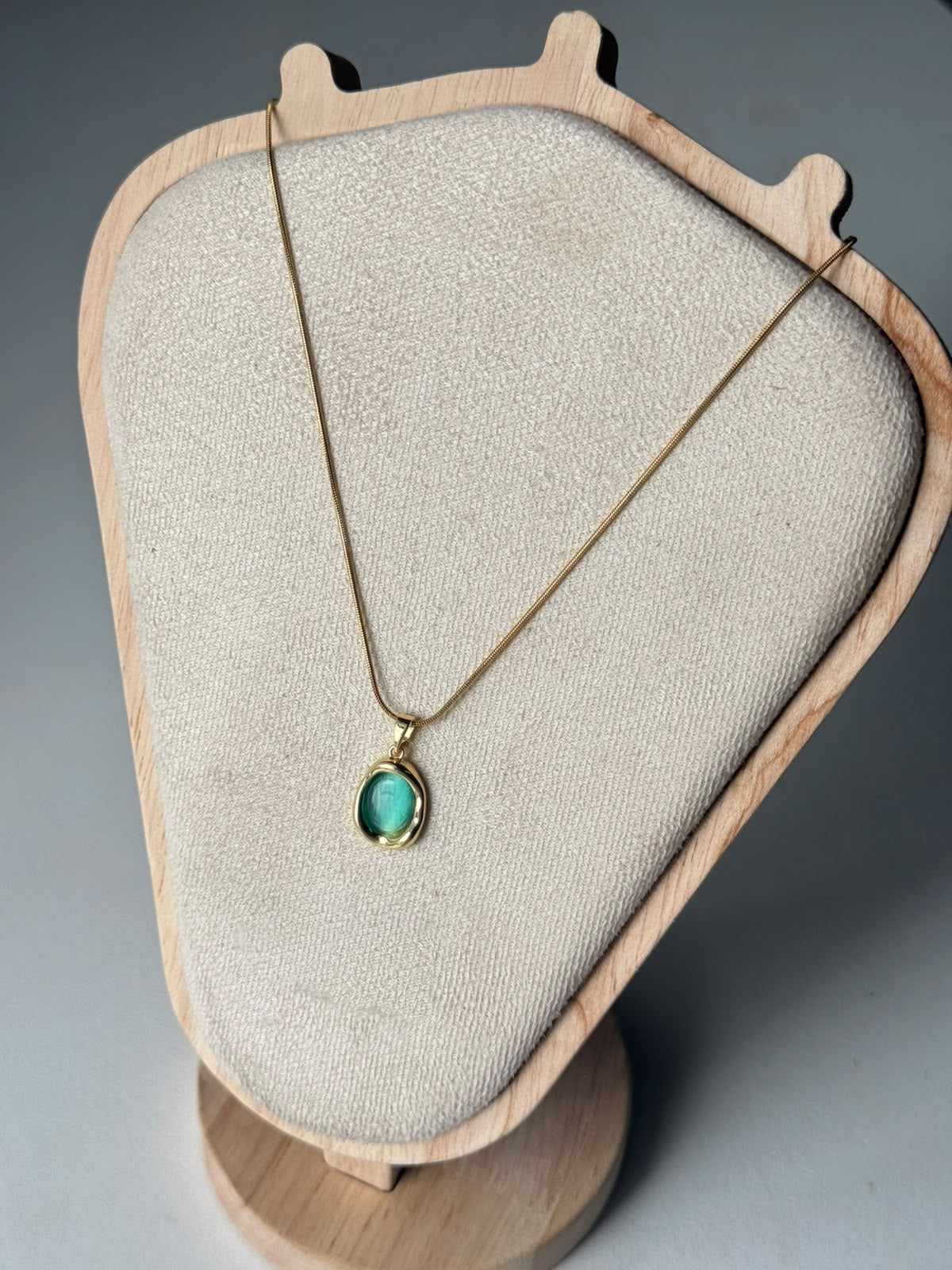 Molten Frame Cat-Eye Necklace in aqua, real photo