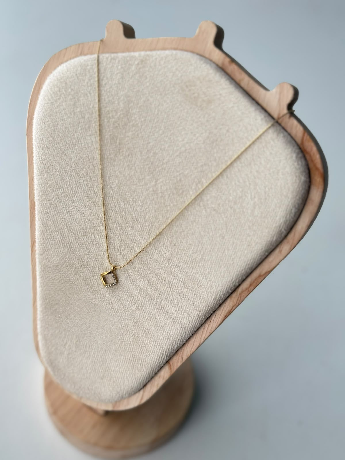 Open Square Crystal Necklace, real photo