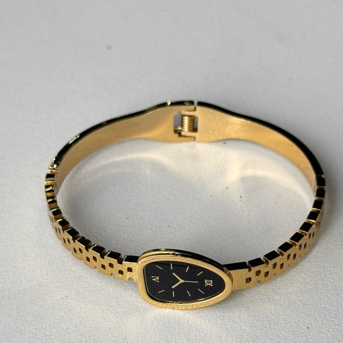 Oval Black Dial Bangle Watch