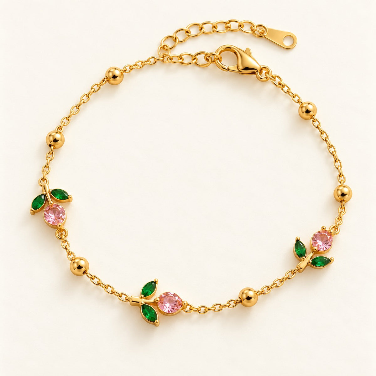 Pink Tulip Charm Bracelet