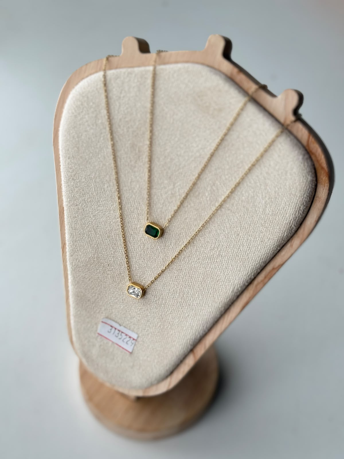 Rectangle Stone Bezel Necklace, real photo