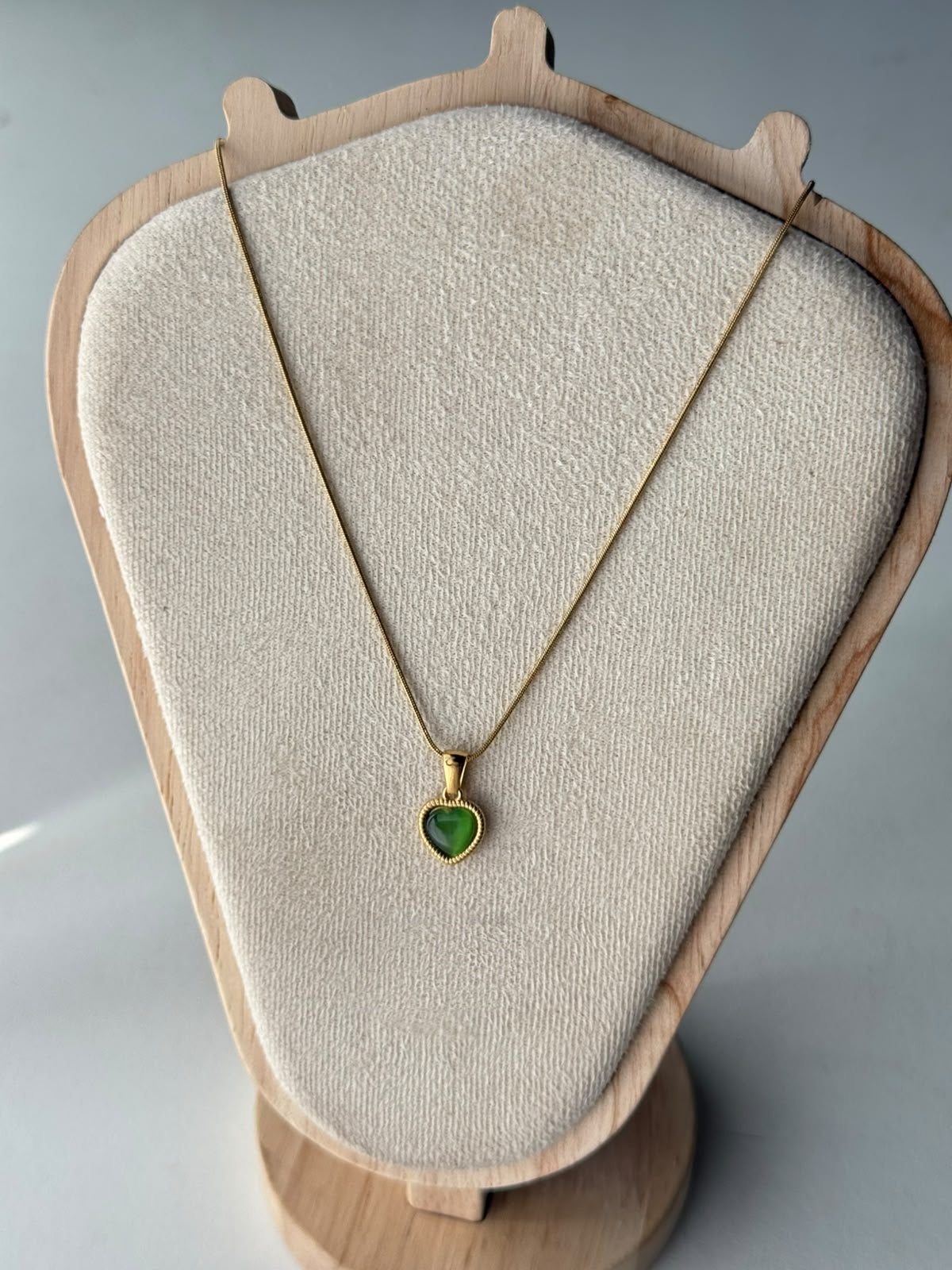 Rope Edge Cat-Eye Heart Necklace, real photo