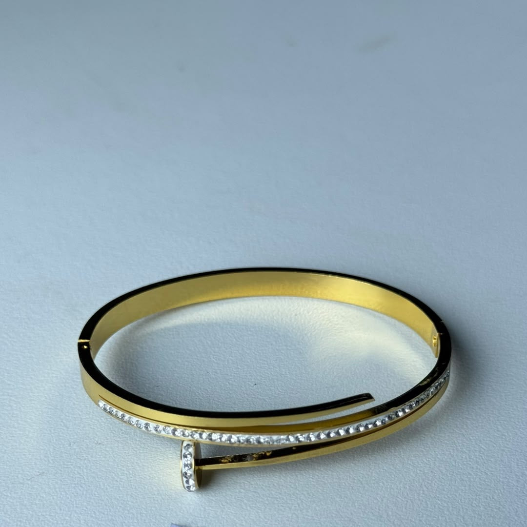 Single Row Crystal Wrap Bangle, real photo
