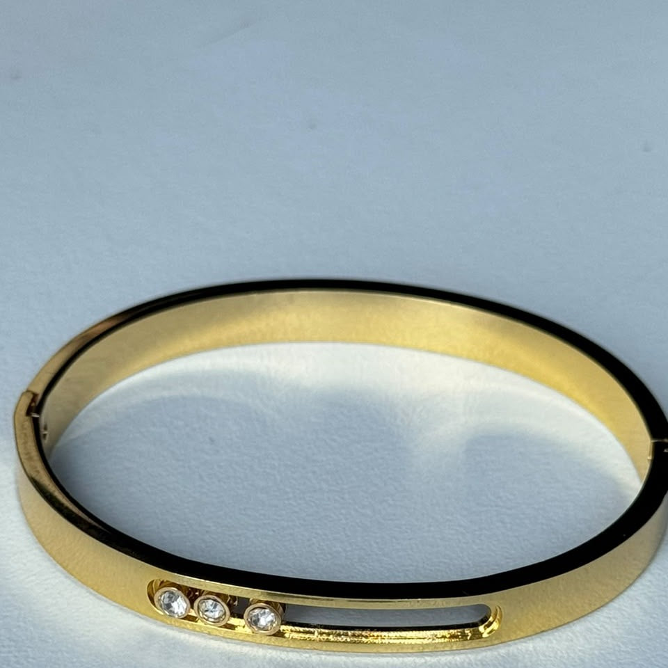 Three Crystal Slot Bangle, real photo