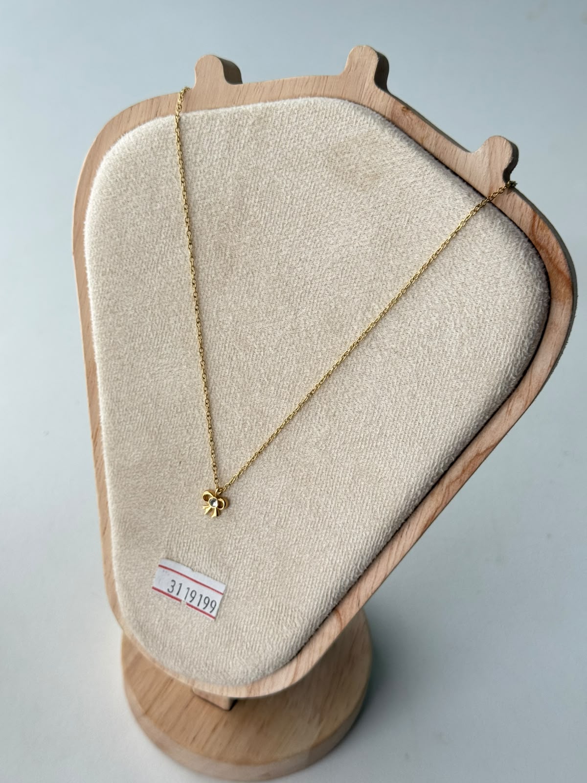 Tiny Bow Crystal Necklace, real photo
