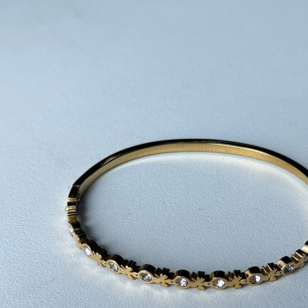 Tiny Clover Crystal Bangle, real photo
