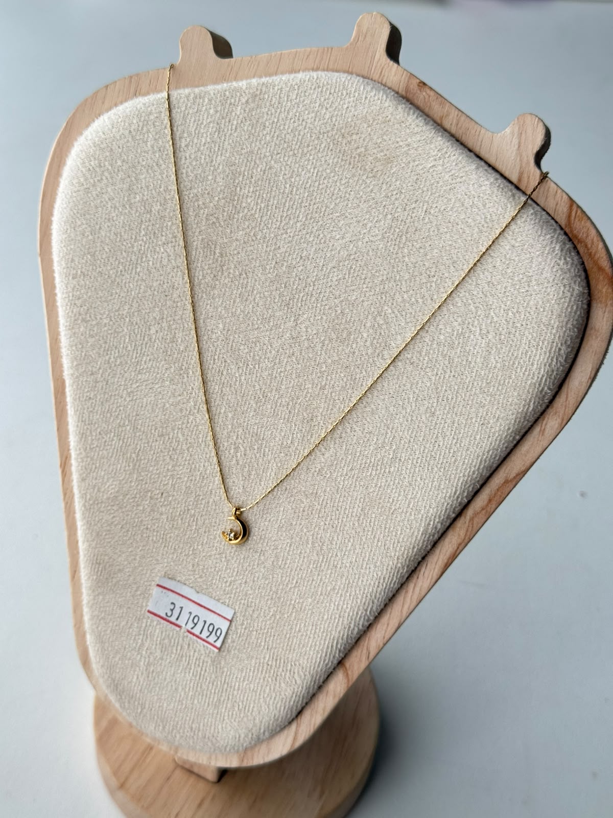 Tiny Crescent Moon Necklace, real photo