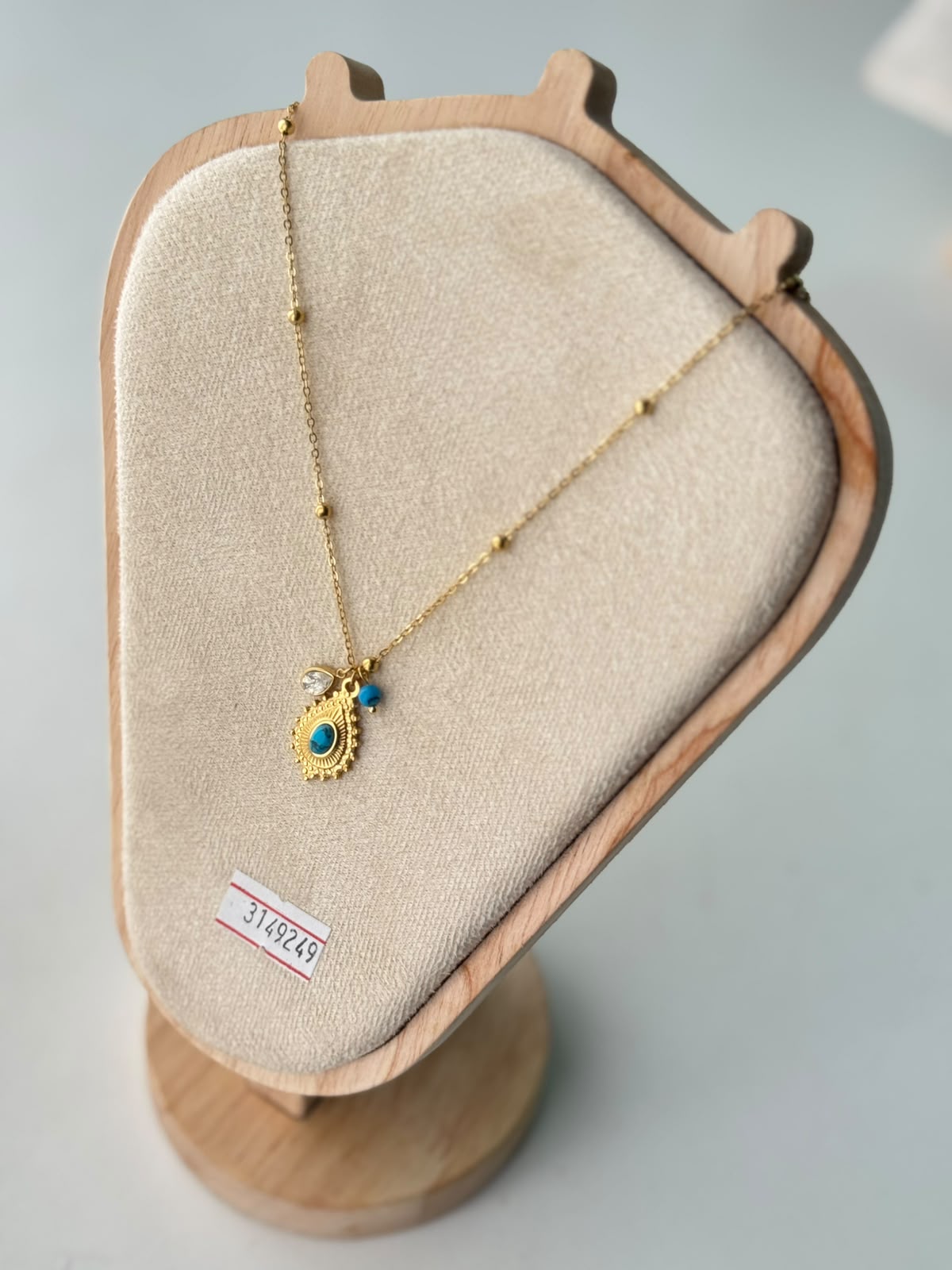 Turquoise Sunburst Drop Necklace, real photo