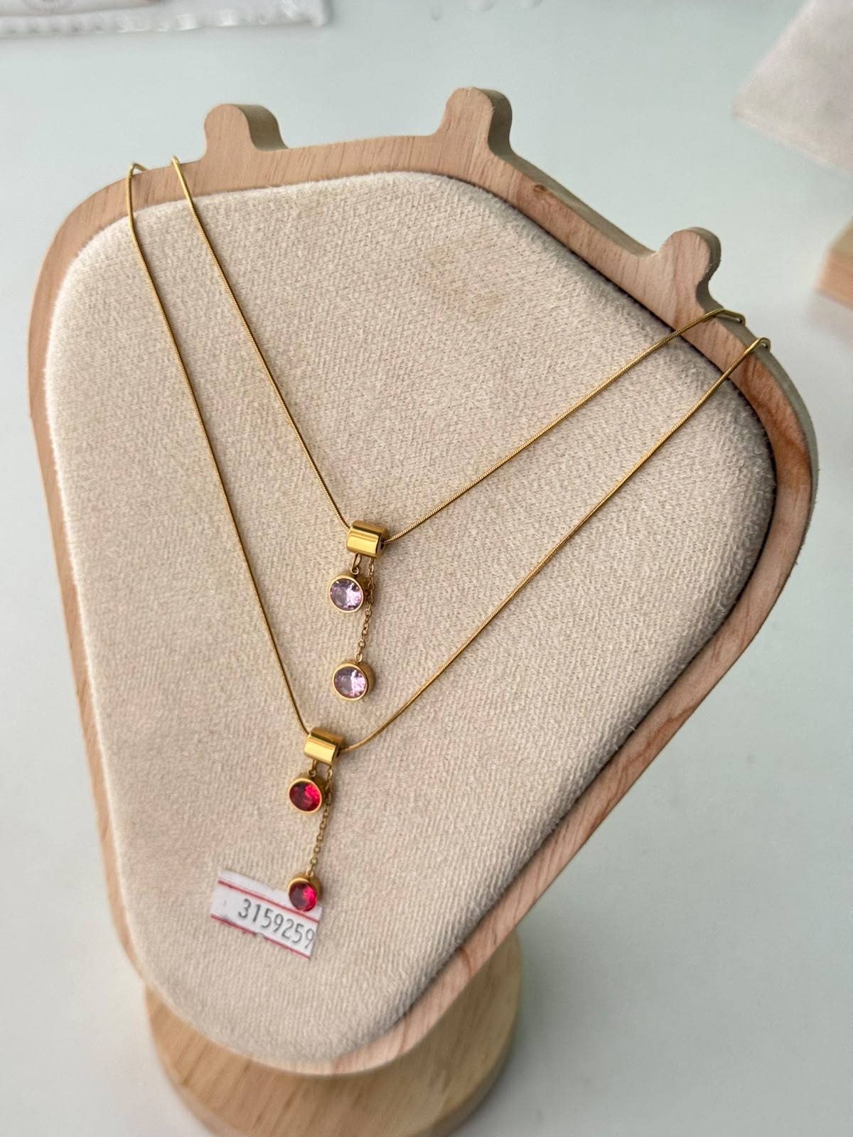 Twin Stone Drop Necklace, real photo 1