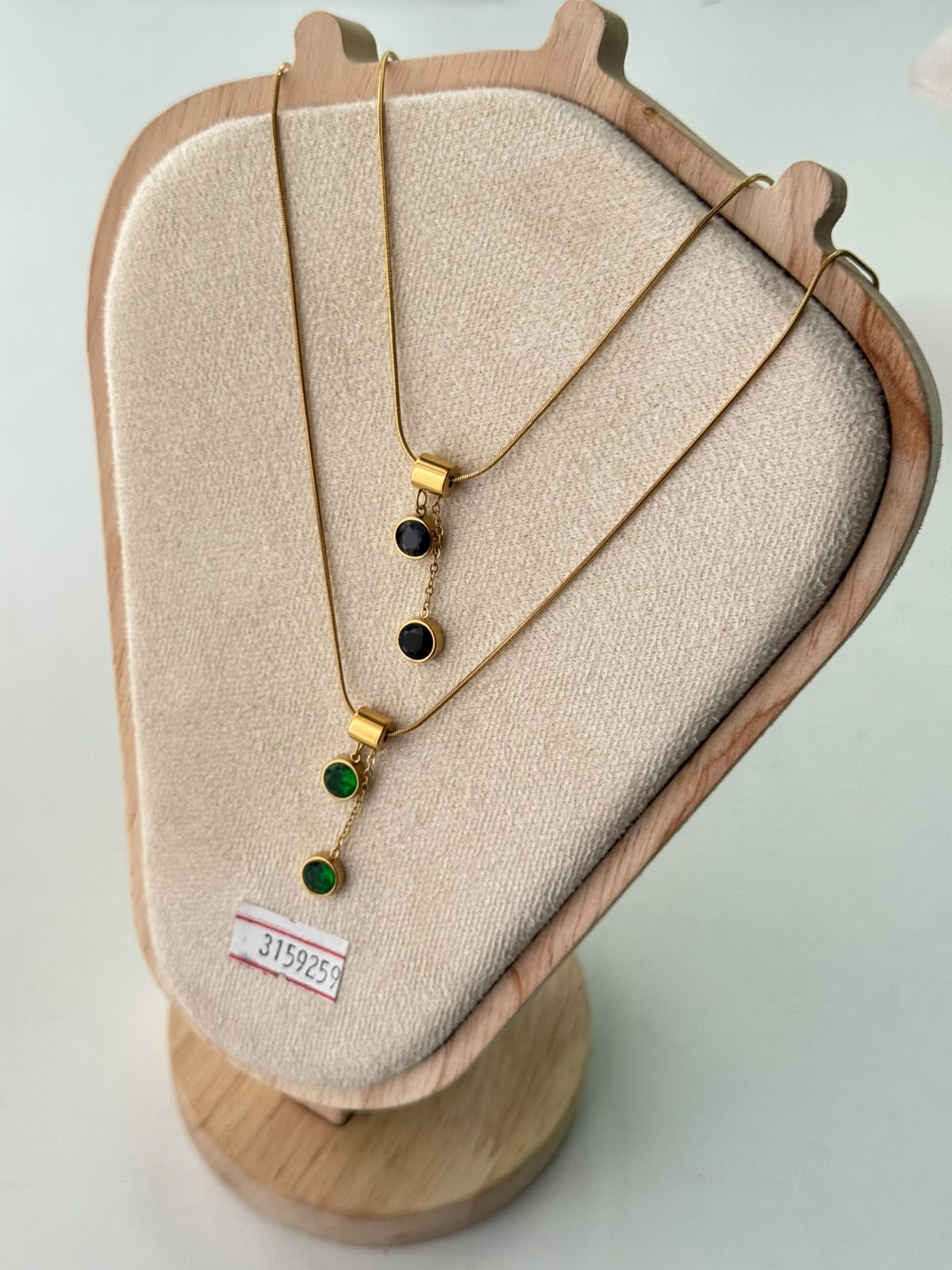 Twin Stone Drop Necklace, real photo 2