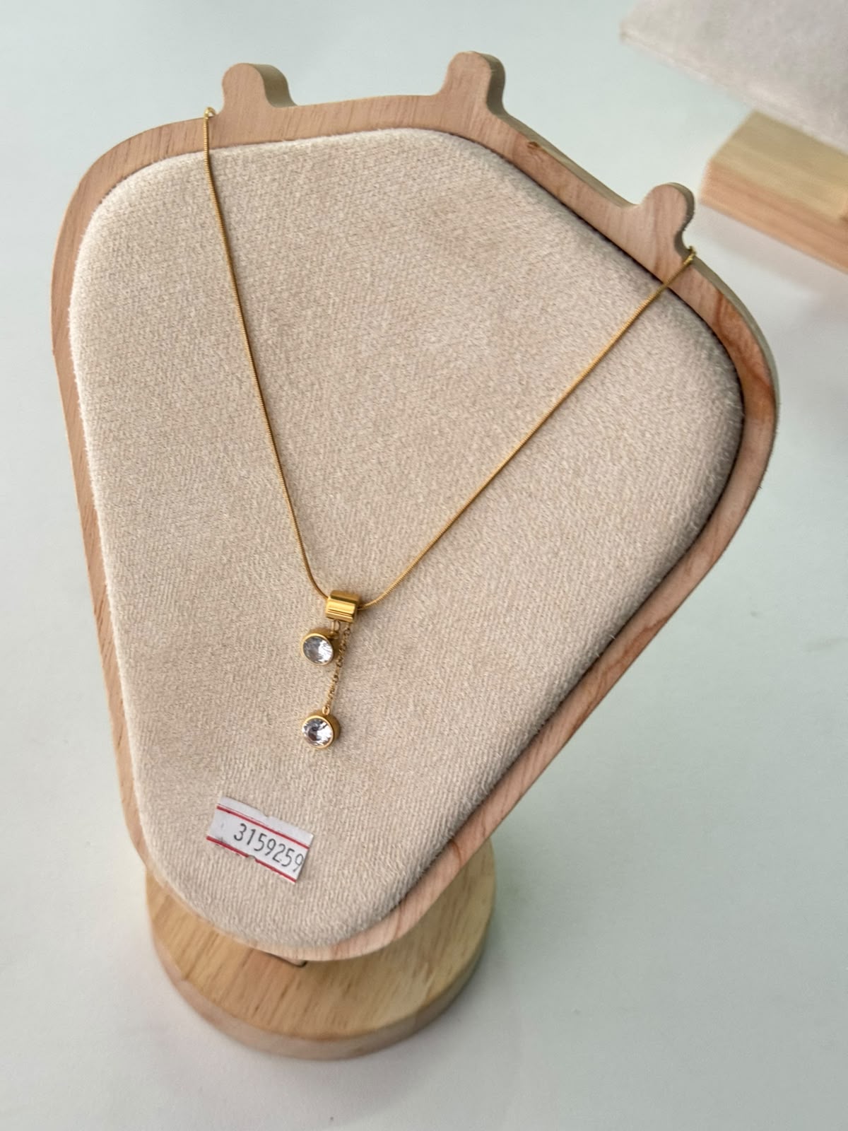 Twin Stone Drop Necklace, real photo 3