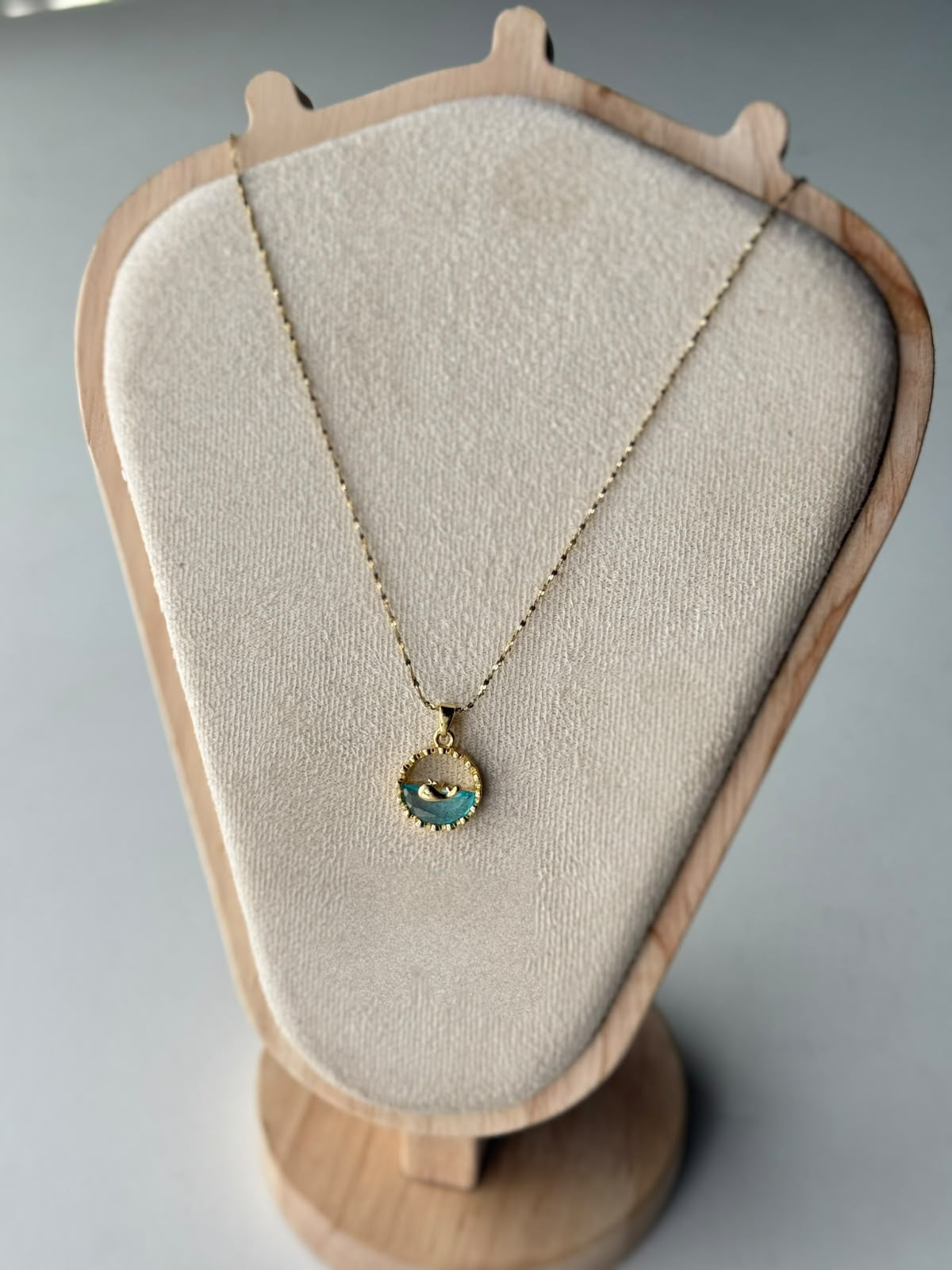Whale Ocean Disc Necklace, real photo