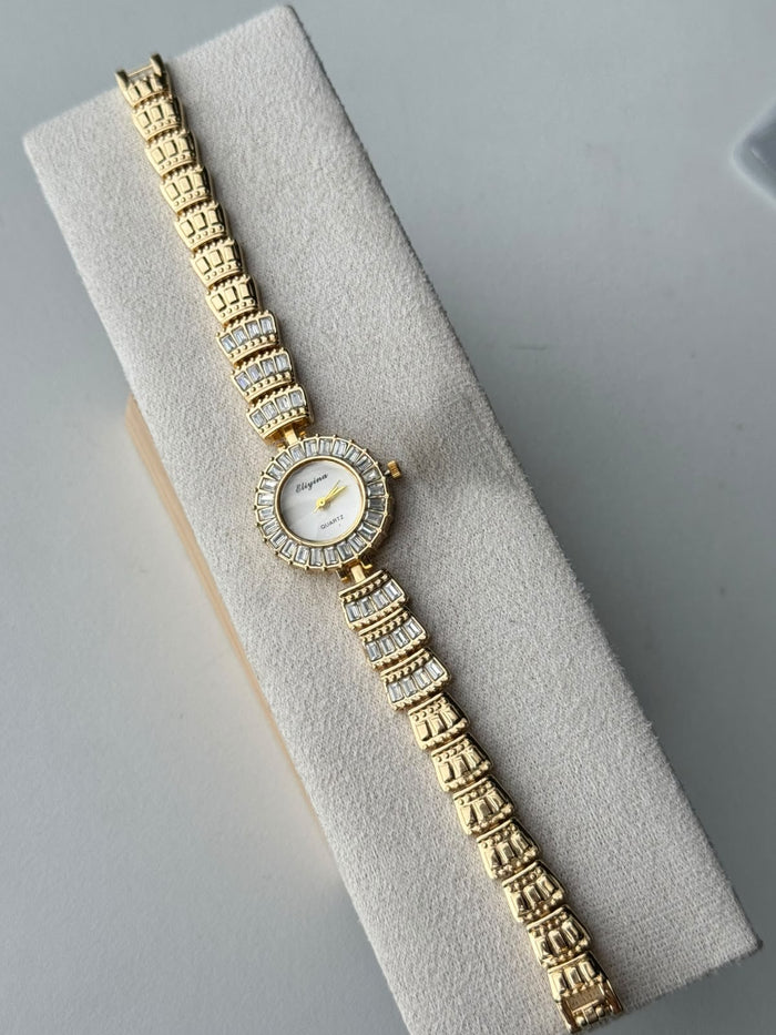 White Baguette Halo Watch