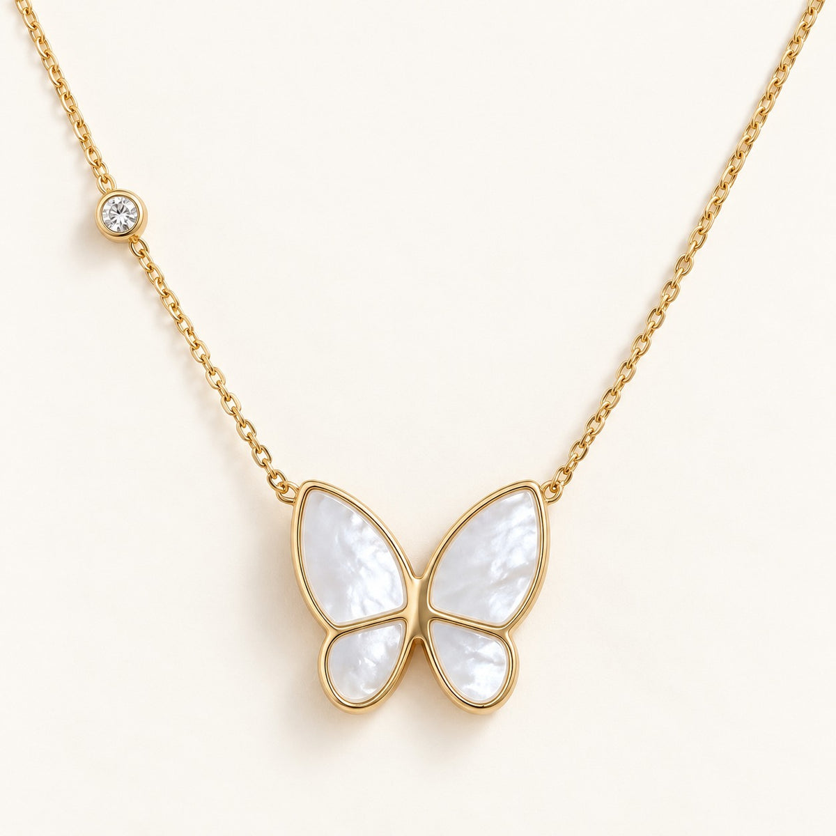 White Butterfly Necklace