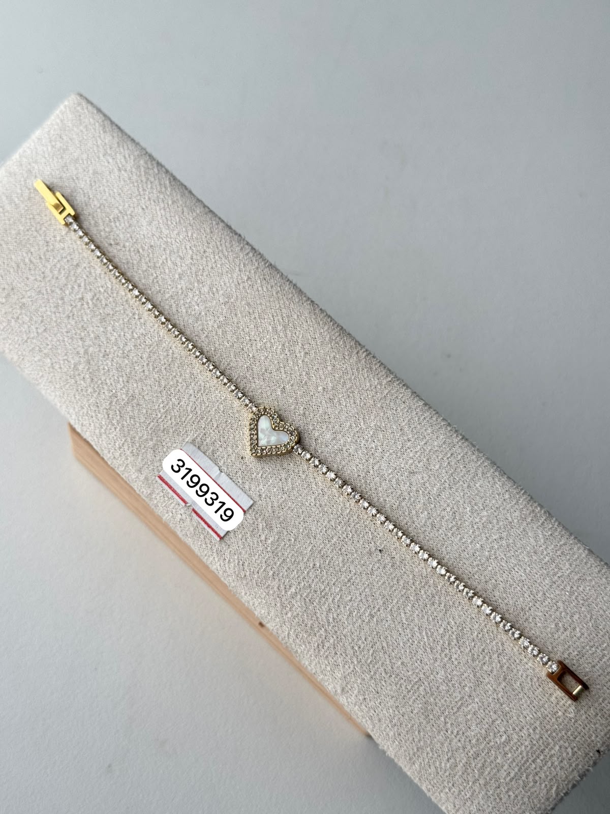 White Heart Tennis Bracelet, real photo
