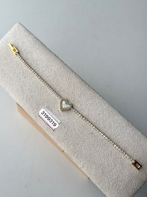 White Heart Tennis Bracelet, real photo