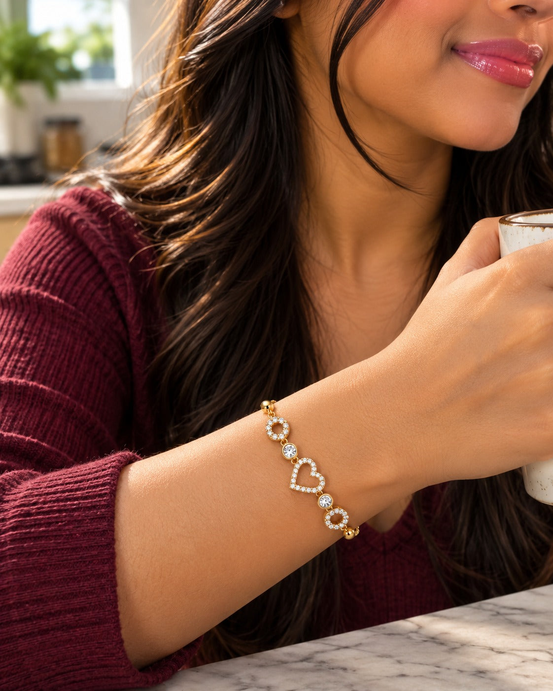 Open Heart Crystal Bracelet – worn