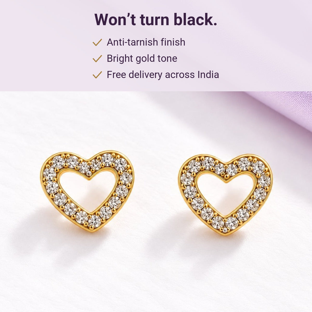 Open Heart Studs – anti-tarnish