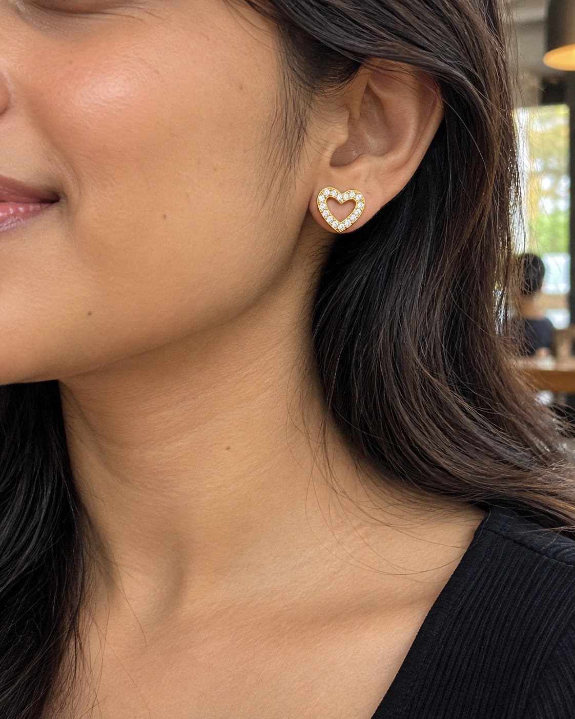 Open Heart Studs – worn