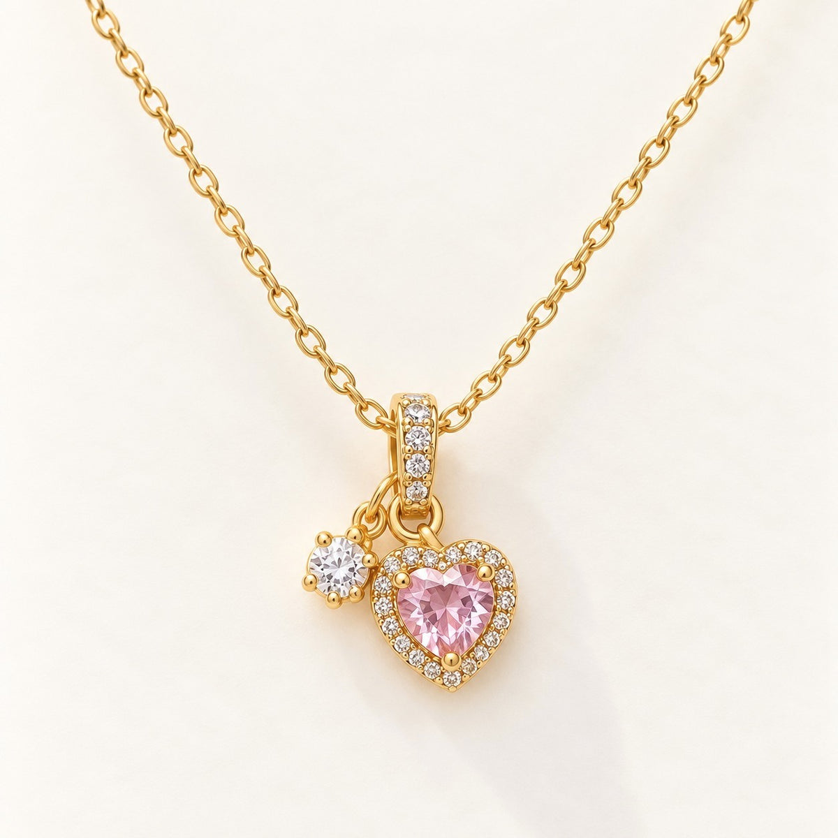 Pink Heart Halo Necklace – product photo