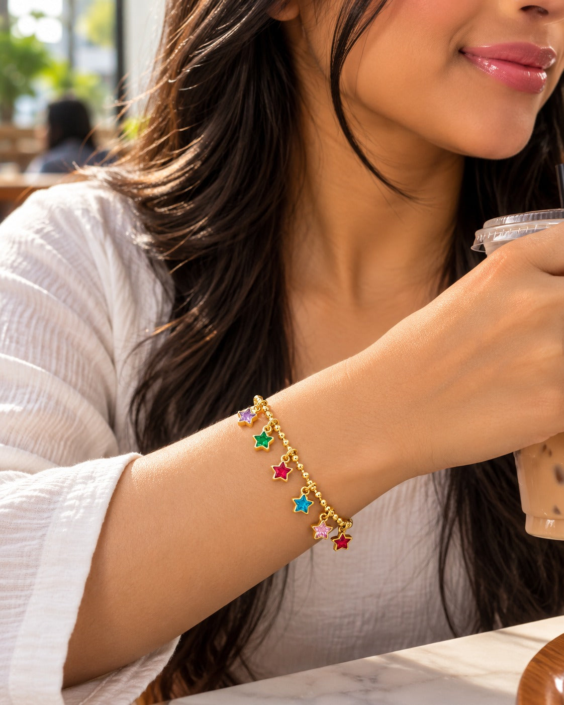 Rainbow Star Charm Bracelet – worn
