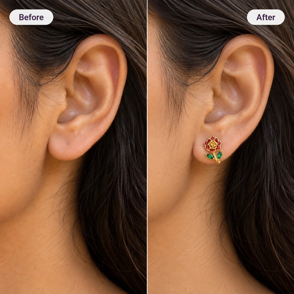 Rose Garden Studs – before and after