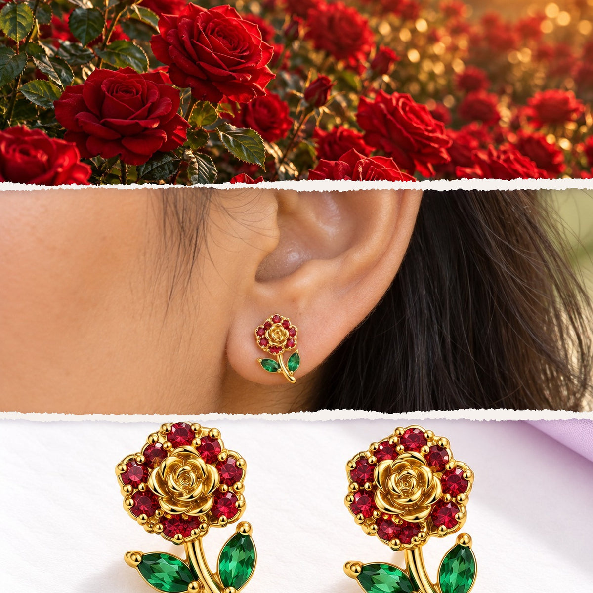 Rose Garden Studs – inspired by nature, worn