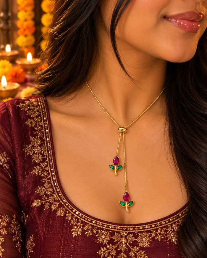 Rose Lariat Necklace