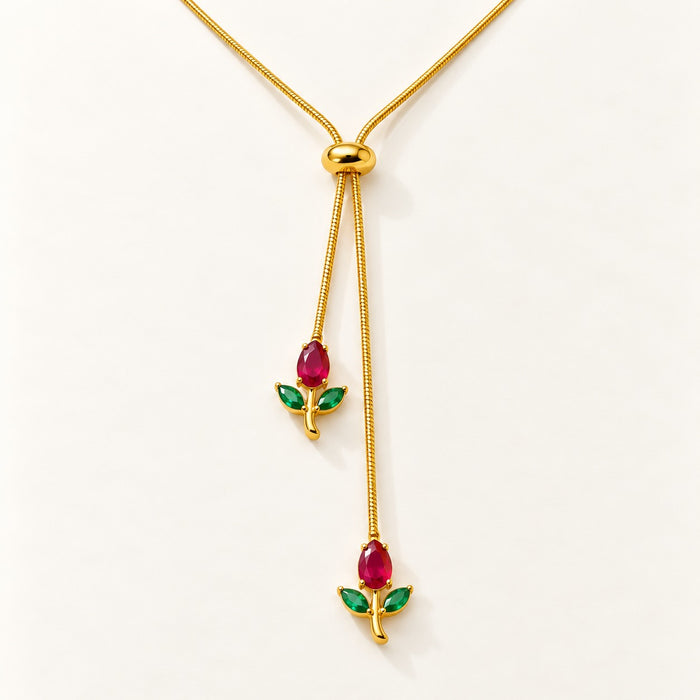 Rose Lariat Necklace
