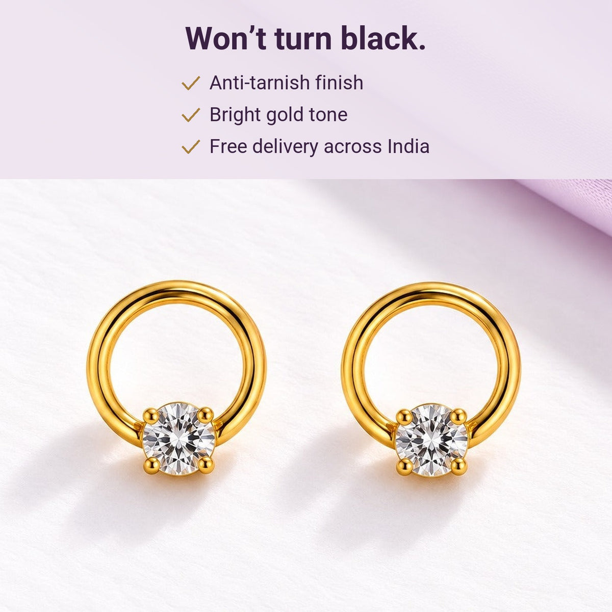 Solitaire Hoop Earrings – anti-tarnish