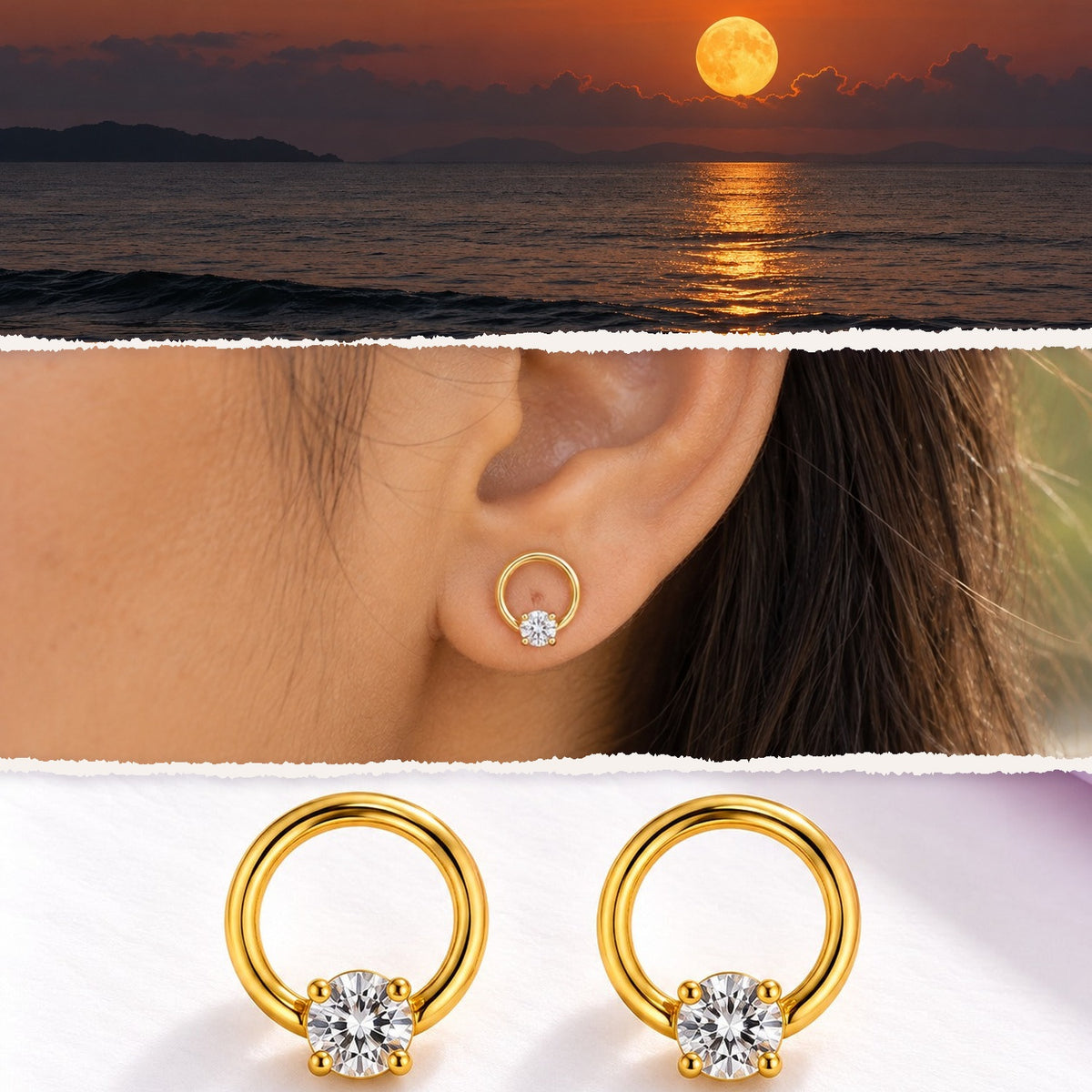 Solitaire Hoop Earrings – inspired by nature, worn