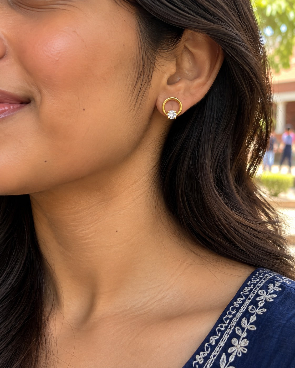 Solitaire Hoop Earrings – worn