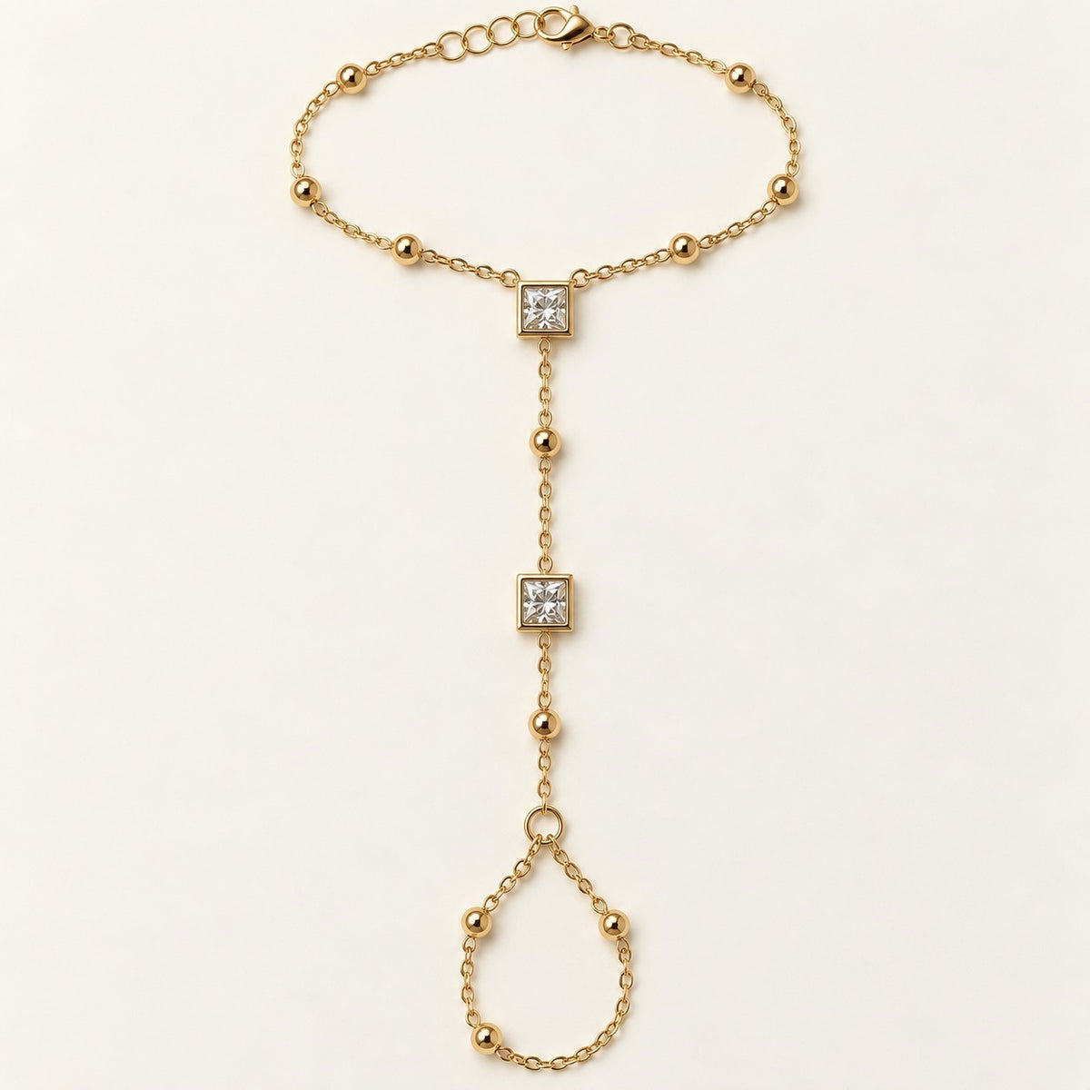 Square Stone Hand Chain, clear