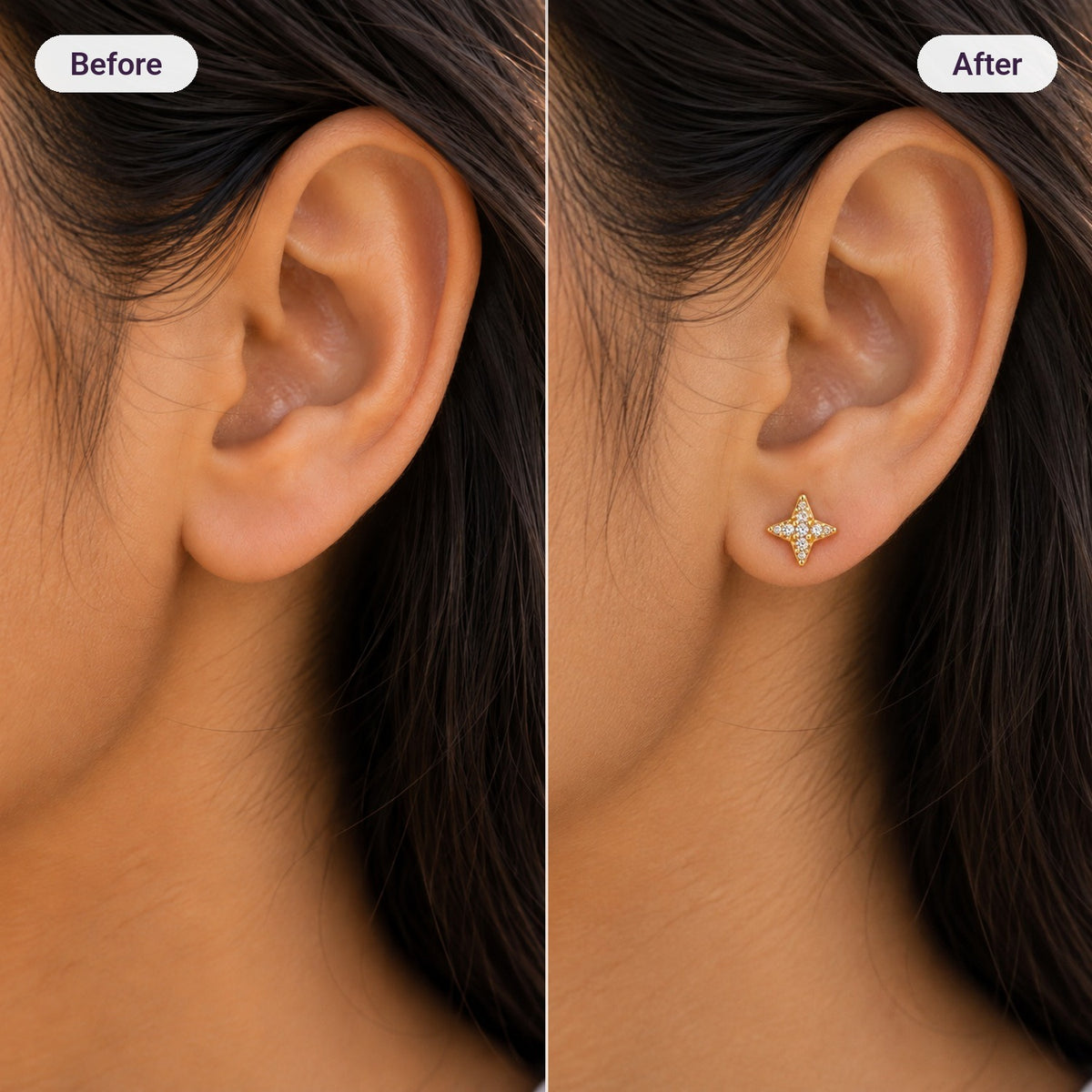 Starburst Studs – before and after