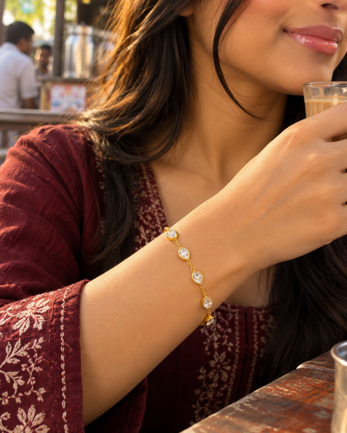 Teardrop Station Bracelet – worn