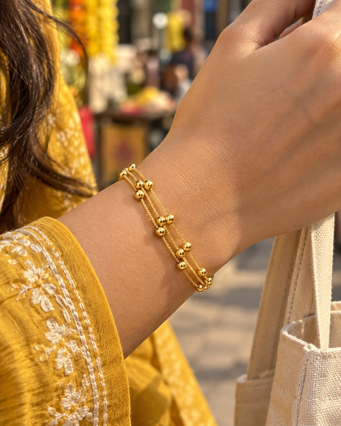 Triple Bead Bracelet – worn