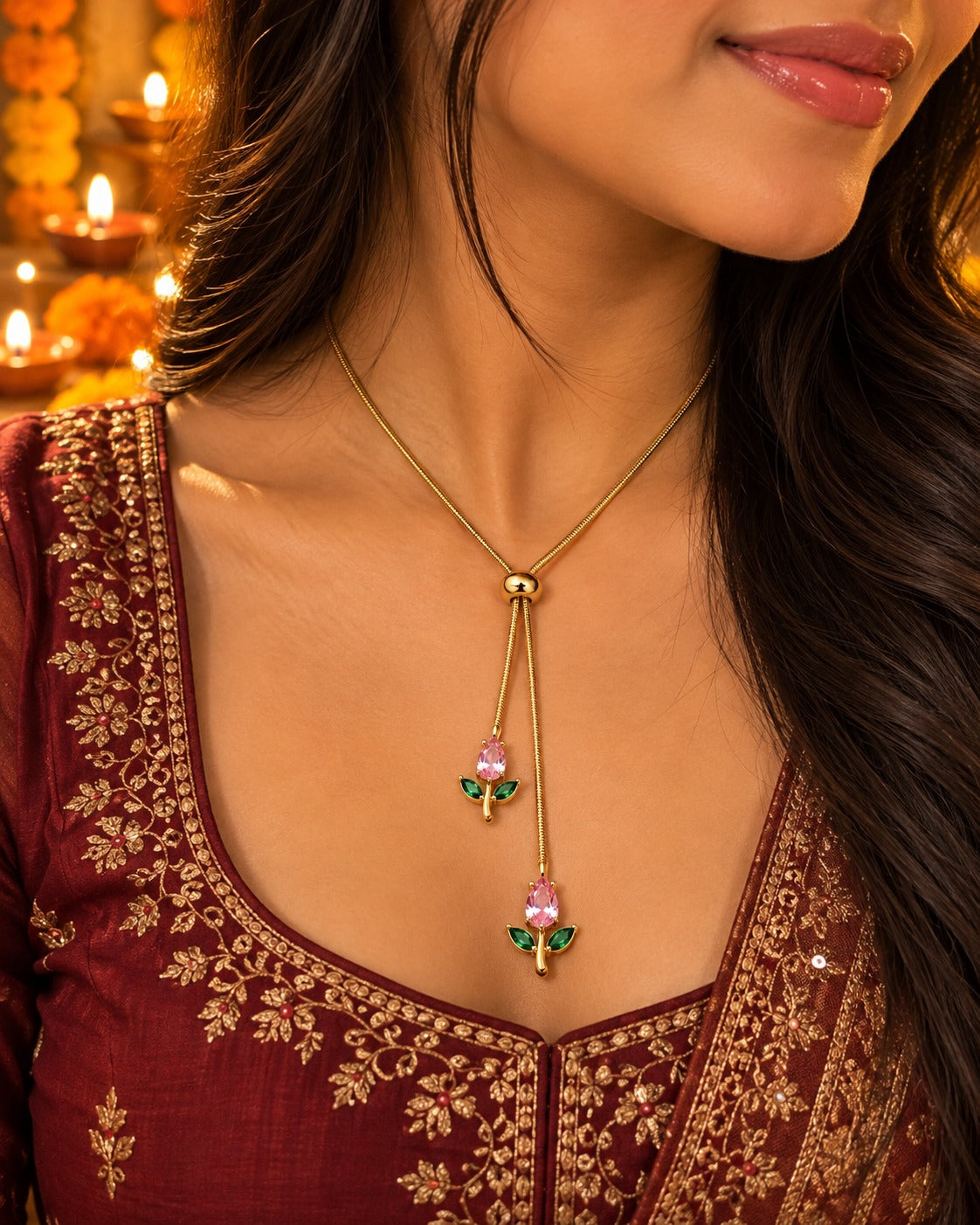 Tulip Lariat Necklace – worn