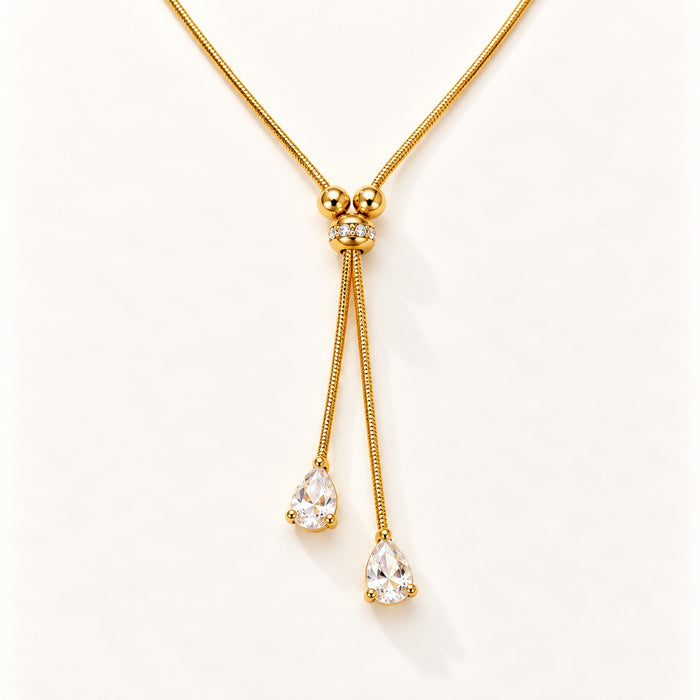 Twin Drop Lariat Necklace